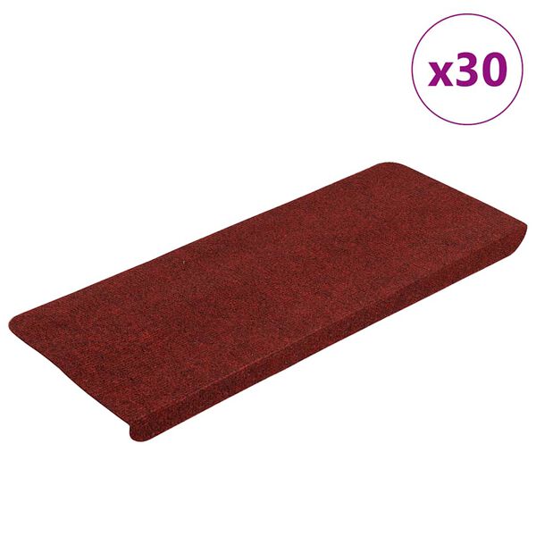 vidaXL Alfombrilla autoadhesiva escalera 30 uds rojo 65x24,5x3,5 cm