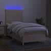 vidaXL Cama box spring colch&oacute;n y luces LED tela crema 80x200 cm