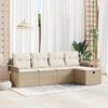 vidaXL Conjunto de sof&aacute; de jard&iacute;n con coj&iacute;n 5 pcs Beige Polirat&aacute;n