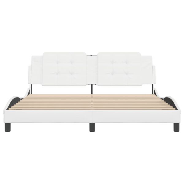 vidaXL Estructura de cama sin colch&oacute;n Zadar cuero sint&eacute;tico blanco 180x200cm
