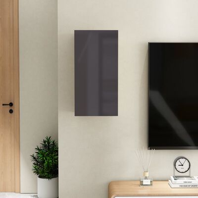 vidaXL Mueble de TV madera contrachapada gris brillante 30,5x30x60cm