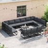 vidaXL Conjunto de sofá de jardín con cojín 13 pcs Negro Aluminio