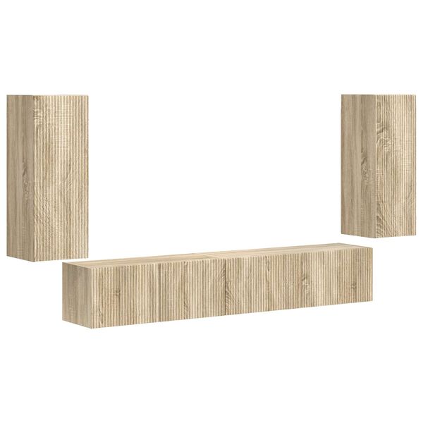vidaXL Conjunto de mueble de TV 4 pcs Roble Sonoma