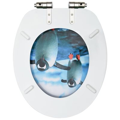 vidaXL Tapa de váter WC de cierre suave MDF diseño de pingüinos