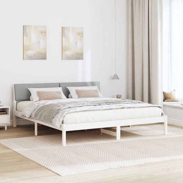 vidaXL Estructura de cama con cabecera y gris claro 180 x 200 cm