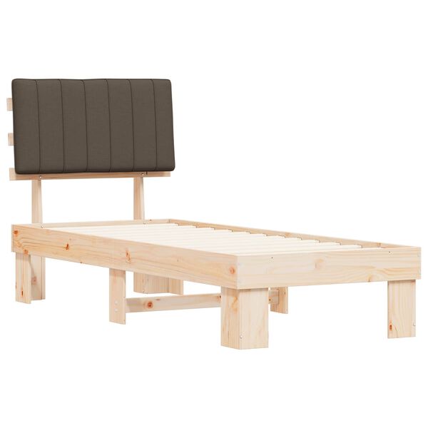 vidaXL Estructura de Cama con Cabecera Tapizada Taup&eacute; 75 x 190 cm