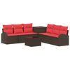 vidaXL Juego de Sof&aacute; 8 uds. Marr&oacute;n y Rojo 55 x 55 x 37 cm