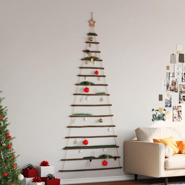 vidaXL &Aacute;rbol de Navidad colgante con estrella en la punta, 100 x 210 cm, rama natural