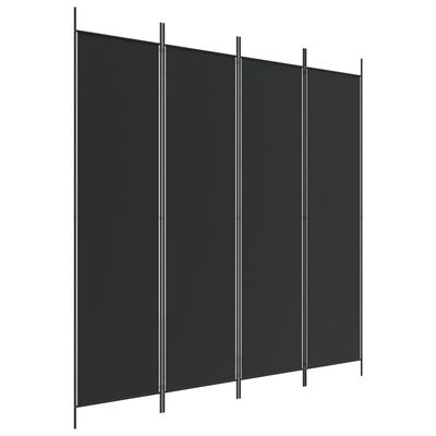 vidaXL Biombo divisor de 4 paneles de tela negro 200x200 cm