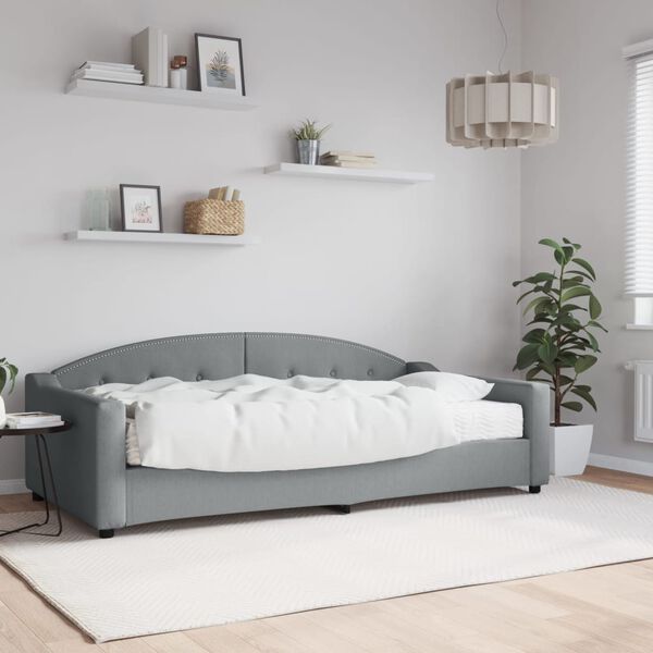 vidaXL Sof&aacute; cama con colch&oacute;n tela gris claro 100x200 cm