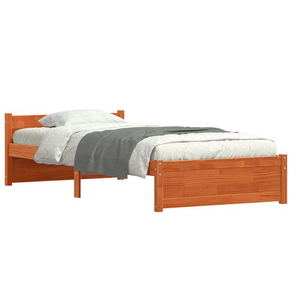 vidaXL Estructura de cama Marr&oacute;n cera 205.5 x 95.5 x 51 cm