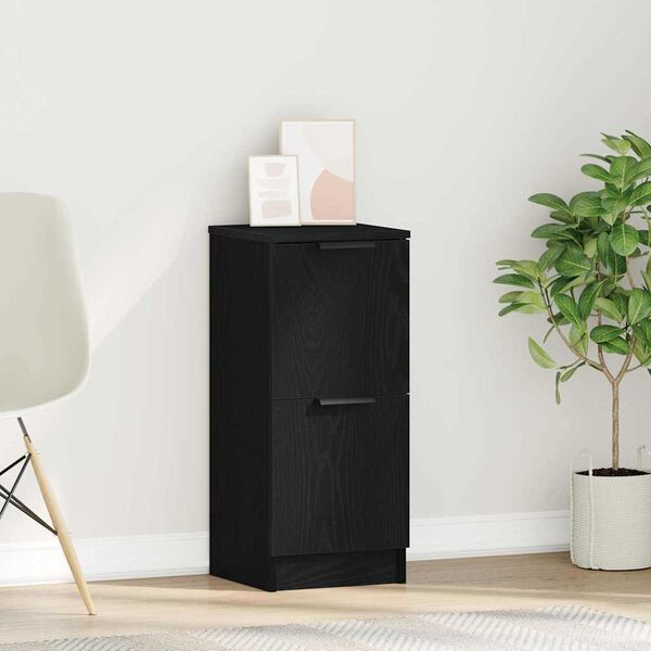 vidaXL Aparador Roble Negro 30 x 30 x 70 cm Madera de ingenier&iacute;a