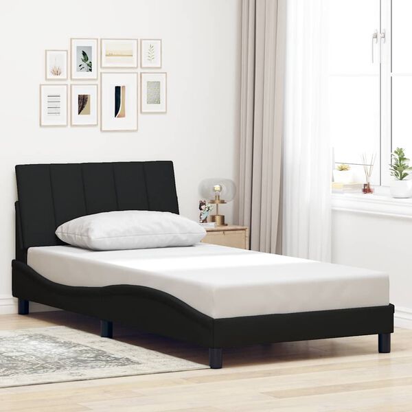 vidaXL Estructura de cama sin colch&oacute;n Hanko tela negro 100x200 cm