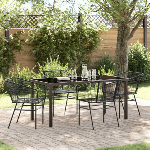 vidaXL Conjunto de Comedor de Jard&iacute;n 5 pcs Negro rat&aacute;n sint&eacute;tico