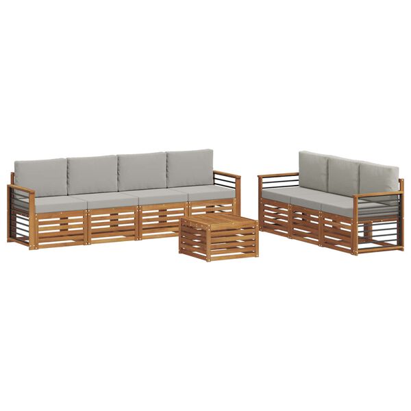 vidaXL Juegos de sof&aacute;s con coj&iacute;n 8 pcs Gris Natural y Claro