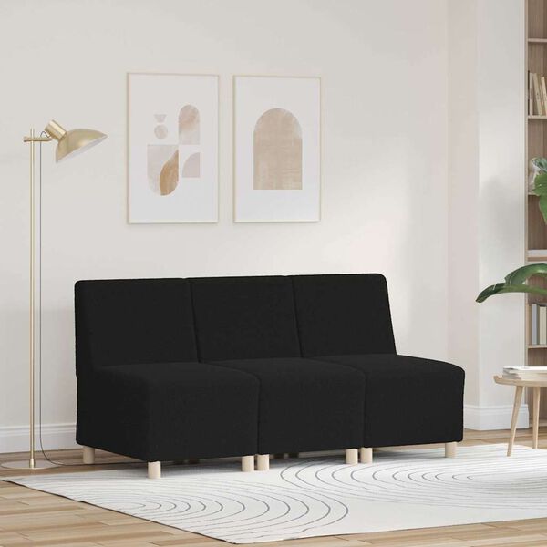 vidaXL Unidad de Sof&aacute; Modular sin Brazos 3 pcs Negro 55 x 74 x 82 cm