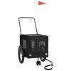 vidaXL Remolque de bicicleta mascotas hierro tela Oxford negro
