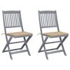vidaXL Sillas de jard&iacute;n plegables 2 uds cojines madera maciza acacia