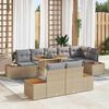 vidaXL Conjunto de sof&aacute; de jard&iacute;n 9 pcs Beige Polirat&aacute;n