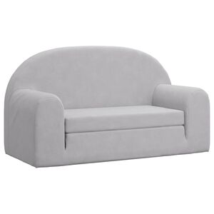 vidaXL Sof&aacute; cama de ni&ntilde;os 2 plazas felpa suave gris claro