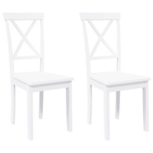 vidaXL Sillas de comedor 2 unidades madera maciza de caucho blanco