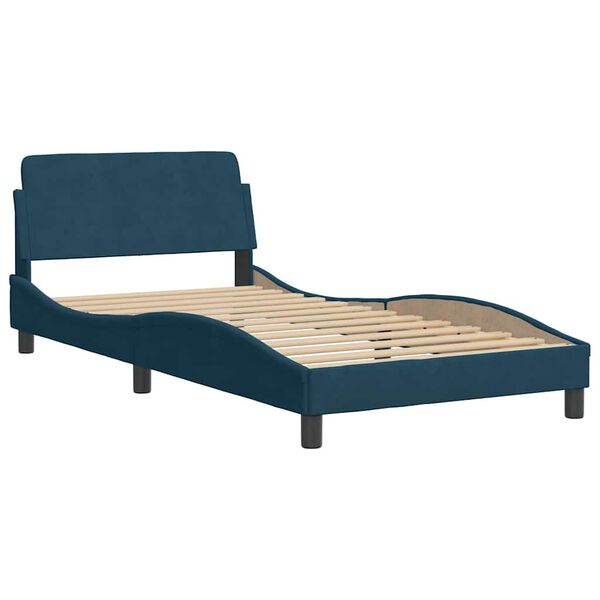 vidaXL Cama con colch&oacute;n terciopelo azul 100x200 cm