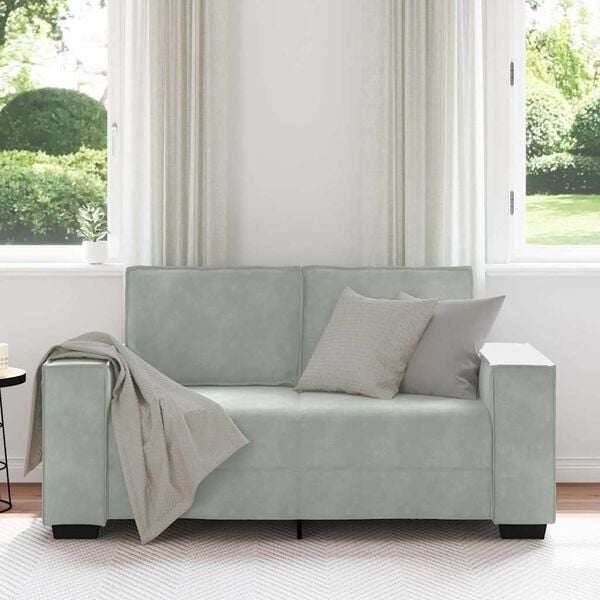 vidaXL Sof&aacute; de 2 plazas de terciopelo gris claro 160x78x84 cm