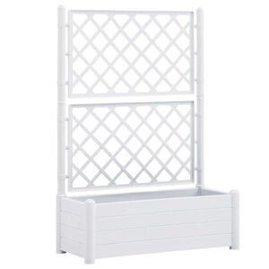 vidaXL Jardinera con enrejado PP blanca 100x43x142 cm