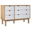 vidaXL Cajonera OTTA madera maciza pino marr&oacute;n y blanco 111x43x73,5 cm