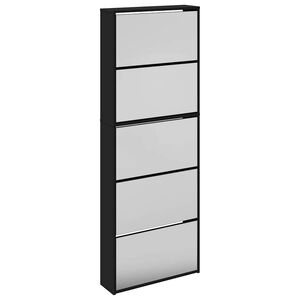 vidaXL Zapatero con espejo 5 niveles negro 63x17x169,5 cm