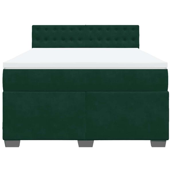 vidaXL Cama box spring con colch&oacute;n terciopelo verde oscuro 140x200 cm