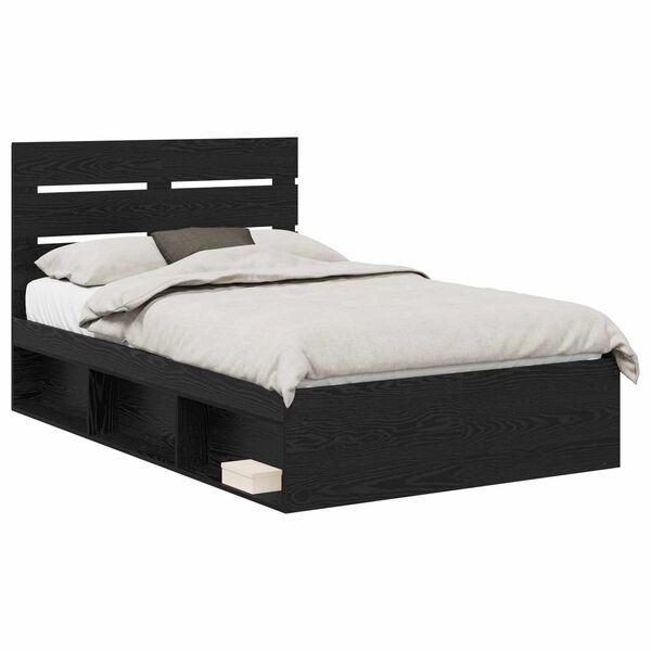 vidaXL Estructura de cama Negro 135 x 190 cm Madera de pino macizo