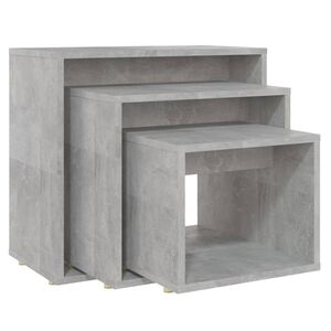 vidaXL Mesas apilables 3 piezas madera contrachapada gris hormig&oacute;n