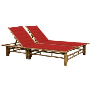 vidaXL Tumbona con cojines para 2 personas bamb&uacute;