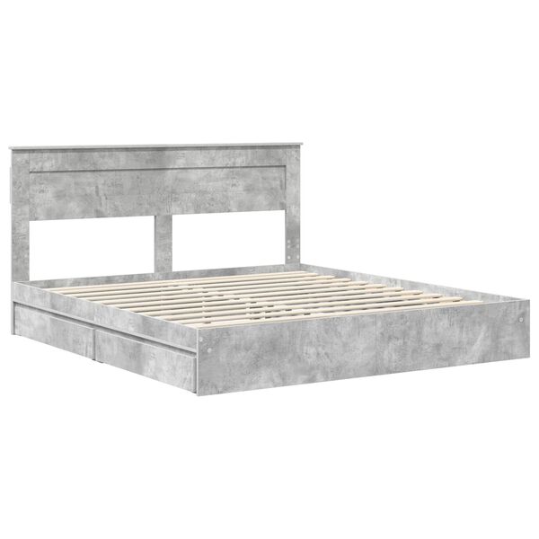 vidaXL Cama con almacenamiento con cabecera Gris Concreto 200 x 200 cm