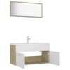 vidaXL Set de muebles de ba&ntilde;o madera ingenier&iacute;a blanco y roble Sonoma