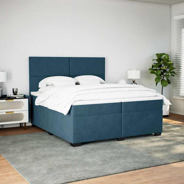 vidaXL Cama box spring con colch&oacute;n terciopelo azul 200x200 cm