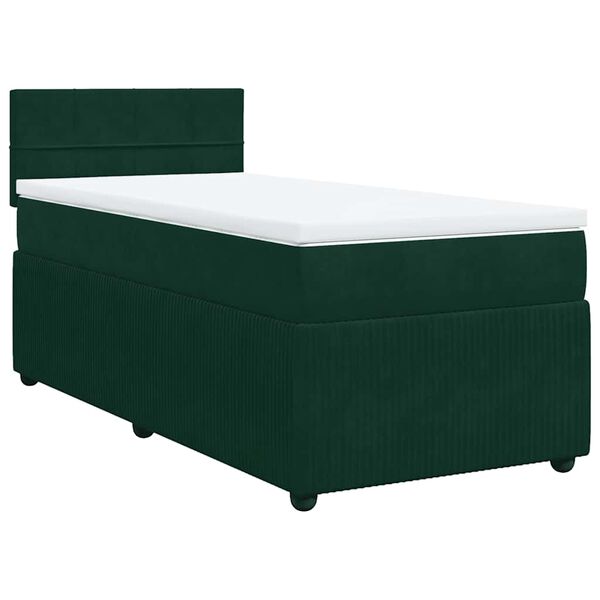 vidaXL Cama box spring con colch&oacute;n terciopelo verde oscuro 90x200 cm