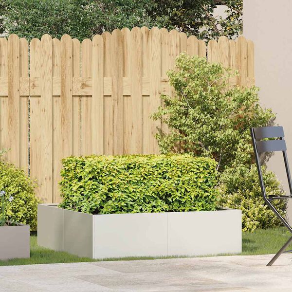 vidaXL Jardinera acero blanco 100x100x30 cm