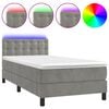 vidaXL Cama box spring colch&oacute;n y LED terciopelo gris claro 80x200 cm