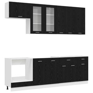 vidaXL Unidad de cocina LYON 8 uds. Roble Negro Madera de ingenier&iacute;a