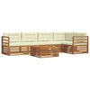 vidaXL Conjunto de sof&aacute;s de exterior con coj&iacute;n 6 pcs Natural y Crema