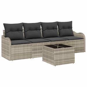 vidaXL Conjunto de sof&aacute; de jard&iacute;n Gris Claro rat&aacute;n sint&eacute;tico