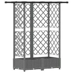 vidaXL Cama elevada con trellis y techo Gris Claro 124 x 40 x 121 cm