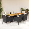 vidaXL Set de comedor de jard&iacute;n 7 pzas y cojines rat&aacute;n sint&eacute;tico negro