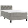 vidaXL Cama box spring colch&oacute;n y LED terciopelo gris claro 90x200 cm