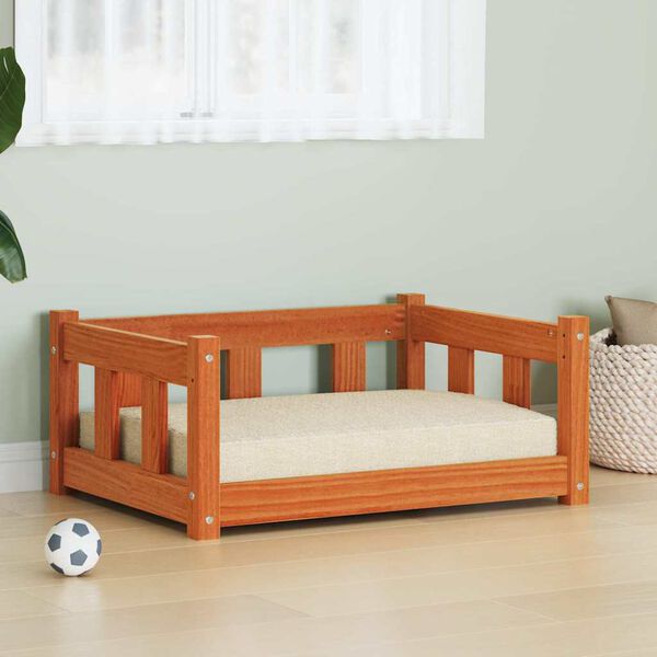 vidaXL Cama para perro Marr&oacute;n cera 65,5 x 50 x 28 cm