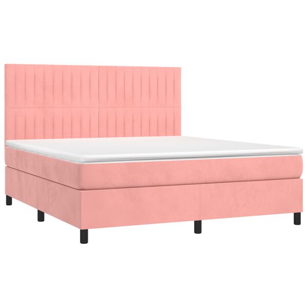 vidaXL Cama box spring con colch&oacute;n terciopelo rosa 160x200 cm