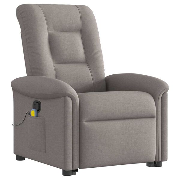 vidaXL Sill&oacute;n reclinable de masaje elevable tela gris taup&eacute;