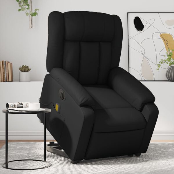 vidaXL Sill&oacute;n de masaje elevable el&eacute;ctrico cuero sint&eacute;tico negro
